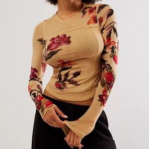 Free People mesh floral top